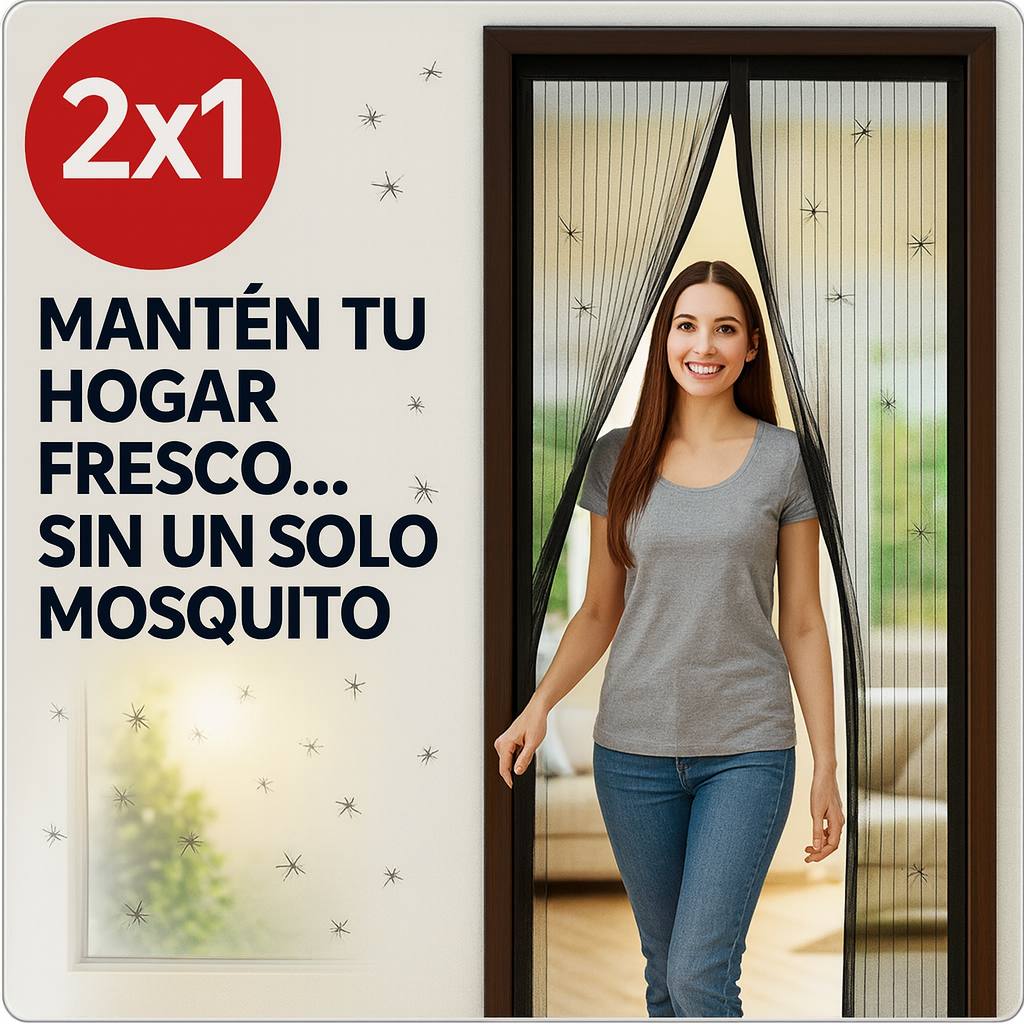 Malla Magnética de Puerta – Deja entrar aire, no insectos – Protección 24/7 para tu hogar desde el primer uso